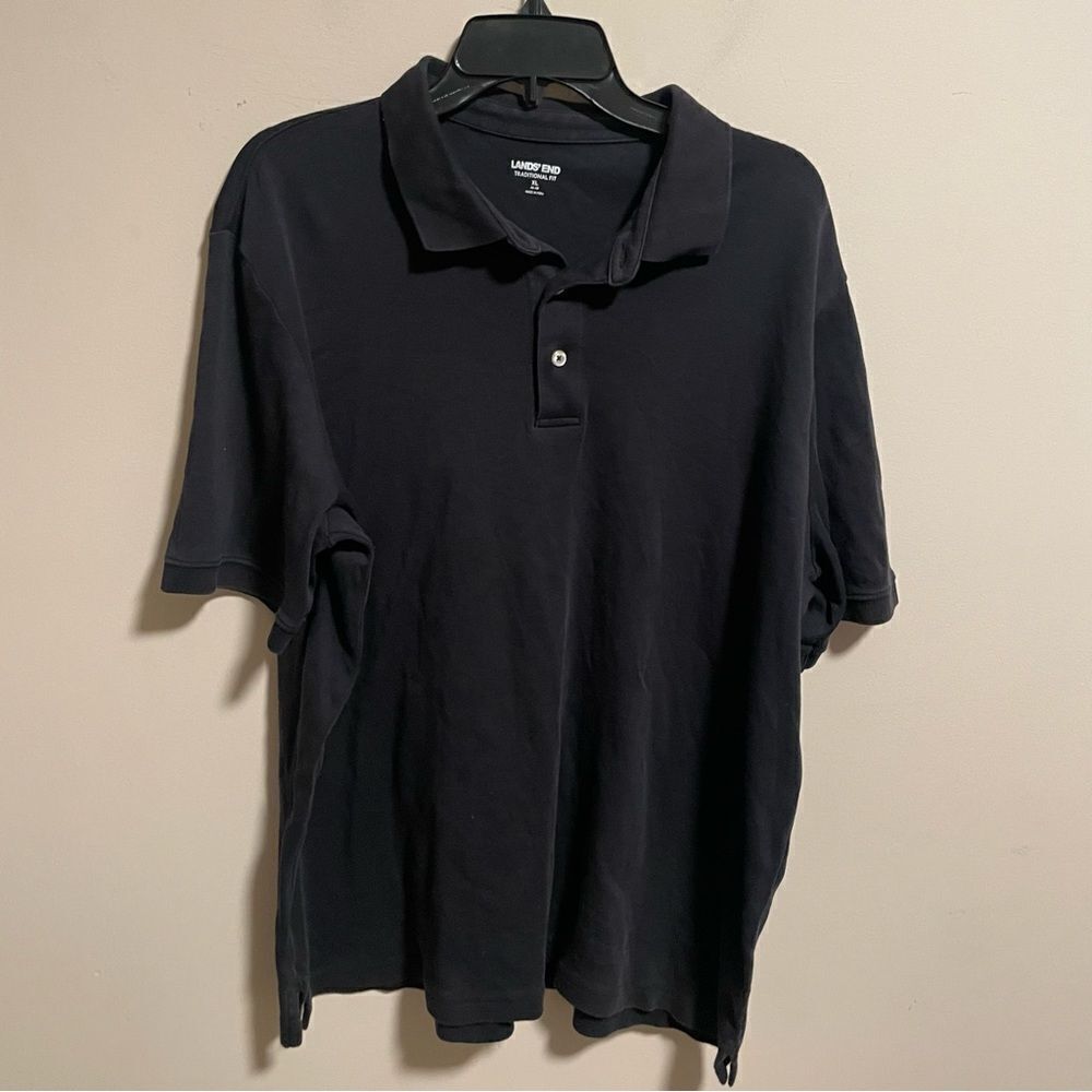 Lands’ End Traditional Fit Men’s Polo in Black- Size XL